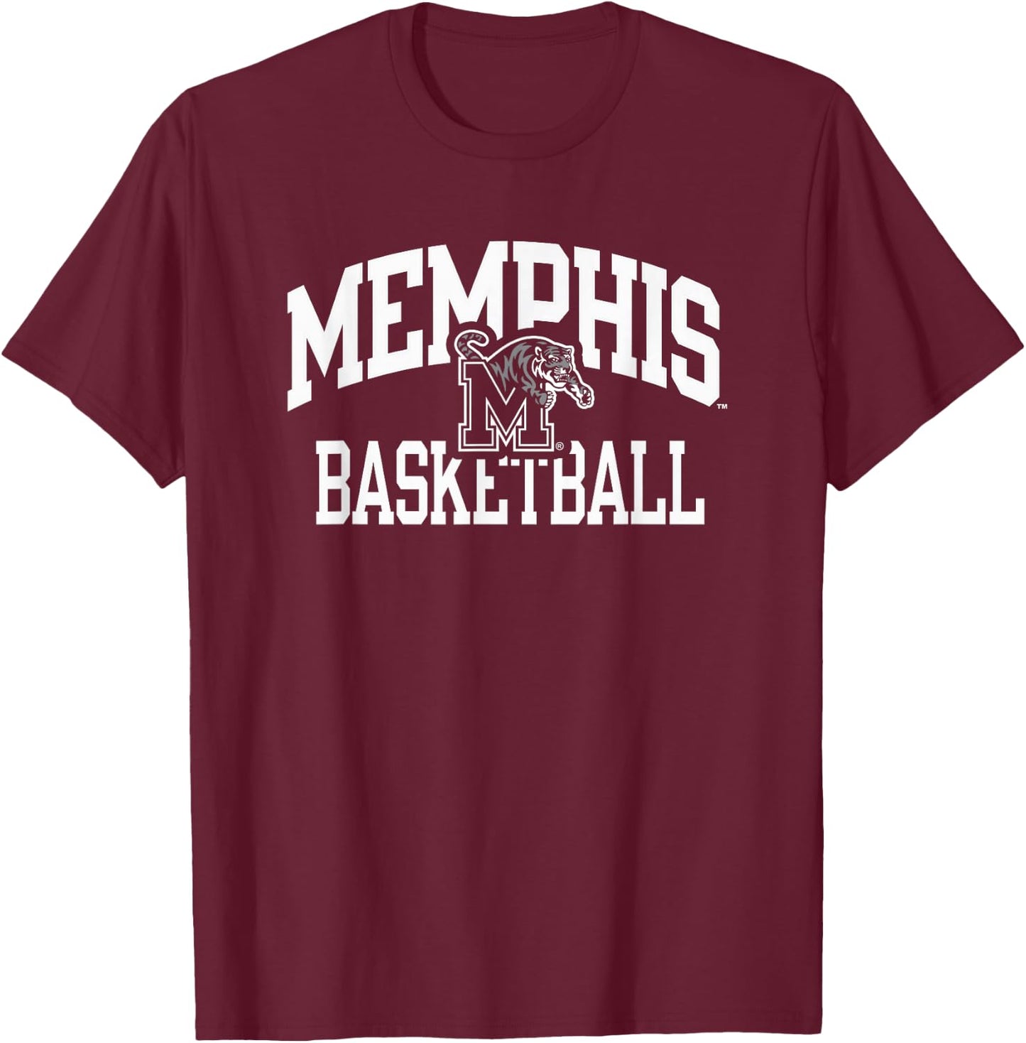 Memphis Tigers Basketball Arch Royal Officially Licensed T-Shirt - T-Shirt | Maroon