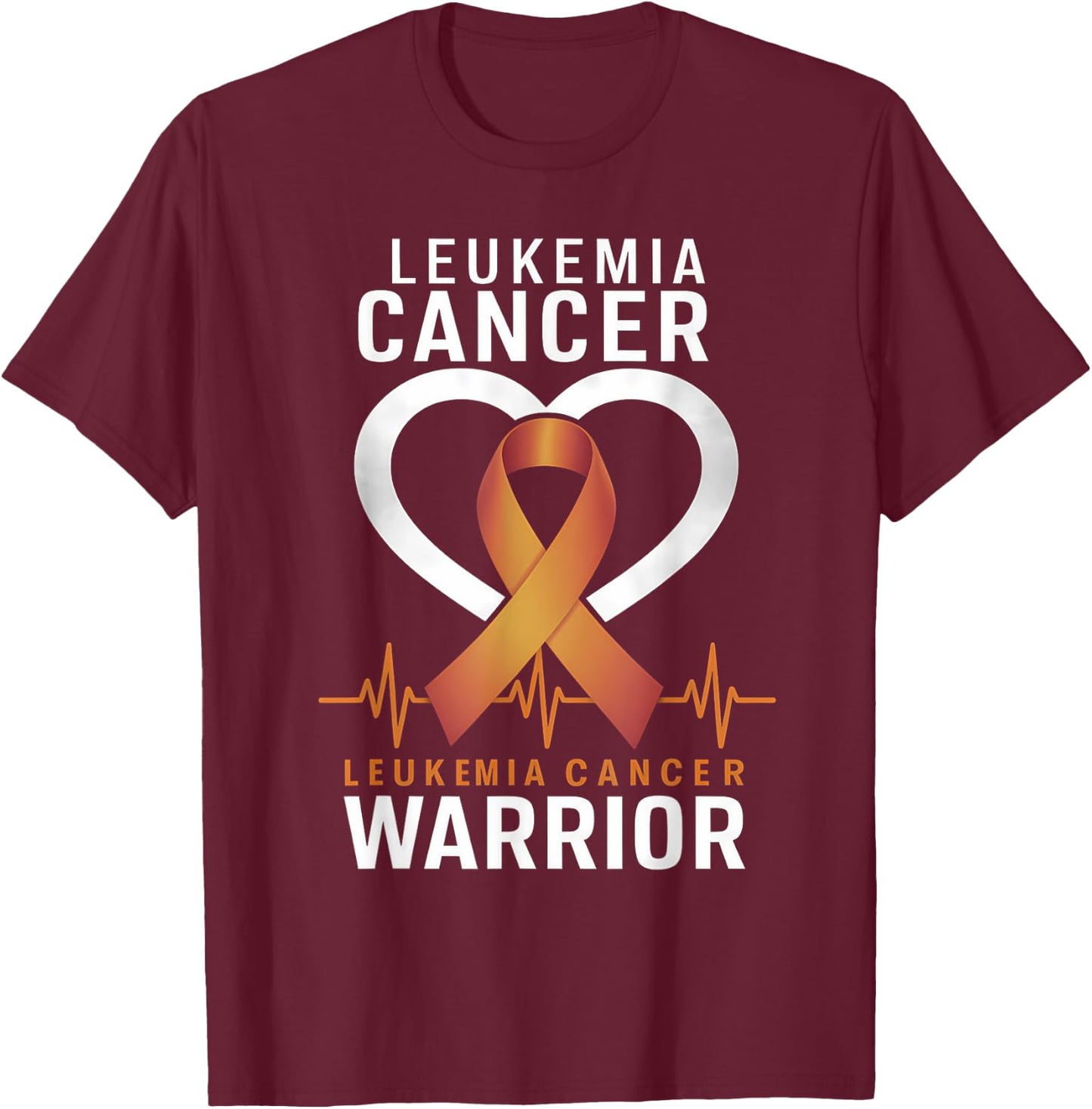Leukemia Cancer Awareness Leukemia Warrior Orange Ribbon T-Shirt - T-Shirt | Maroon