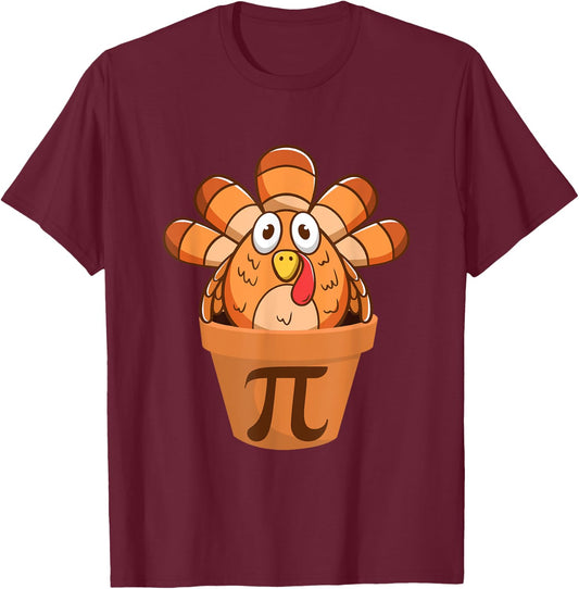 Turkey Pot Pie Funny Math Thanksgiving Turkey Pot Pi T-Shirt - T-Shirt | Maroon