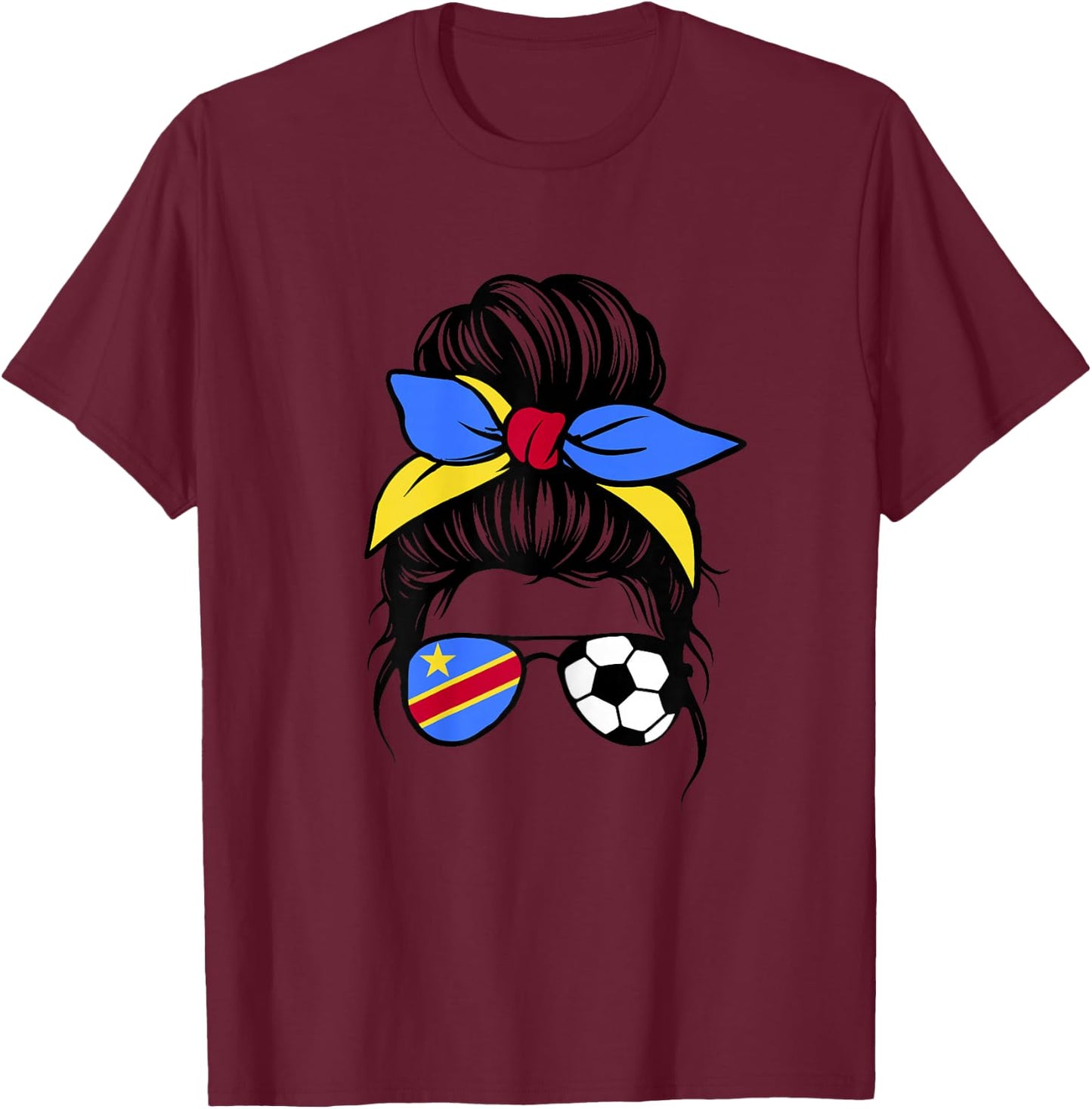 Drapeau Congolais Femme Supporters RD du Congo Fiers T-Shirt - T-Shirt | Maroon