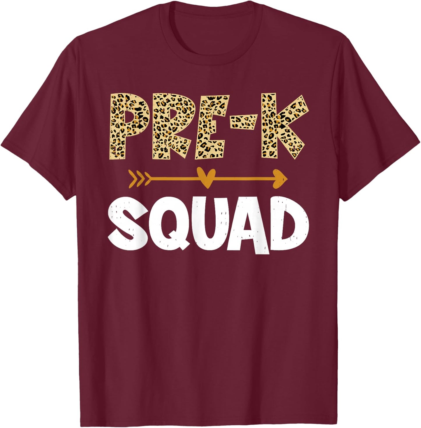 Pre-K Squad Leopard Pre-K Team Teacher Kids Back To School T-Shirt - T-Shirt | Maroon