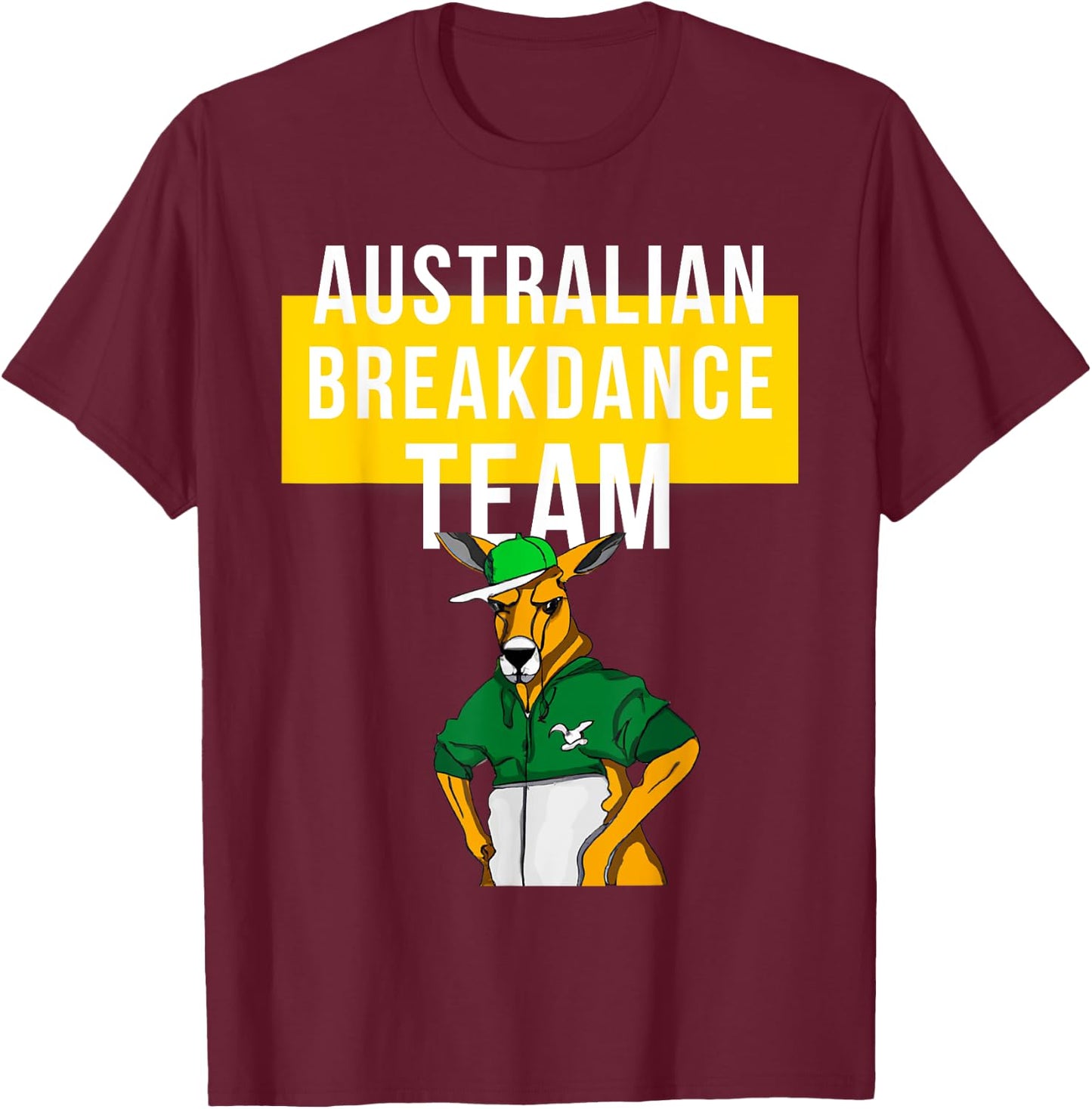 Australian Breakdance Team Costume, Funny Parody, kangaroo T-Shirt - T-Shirt | Maroon