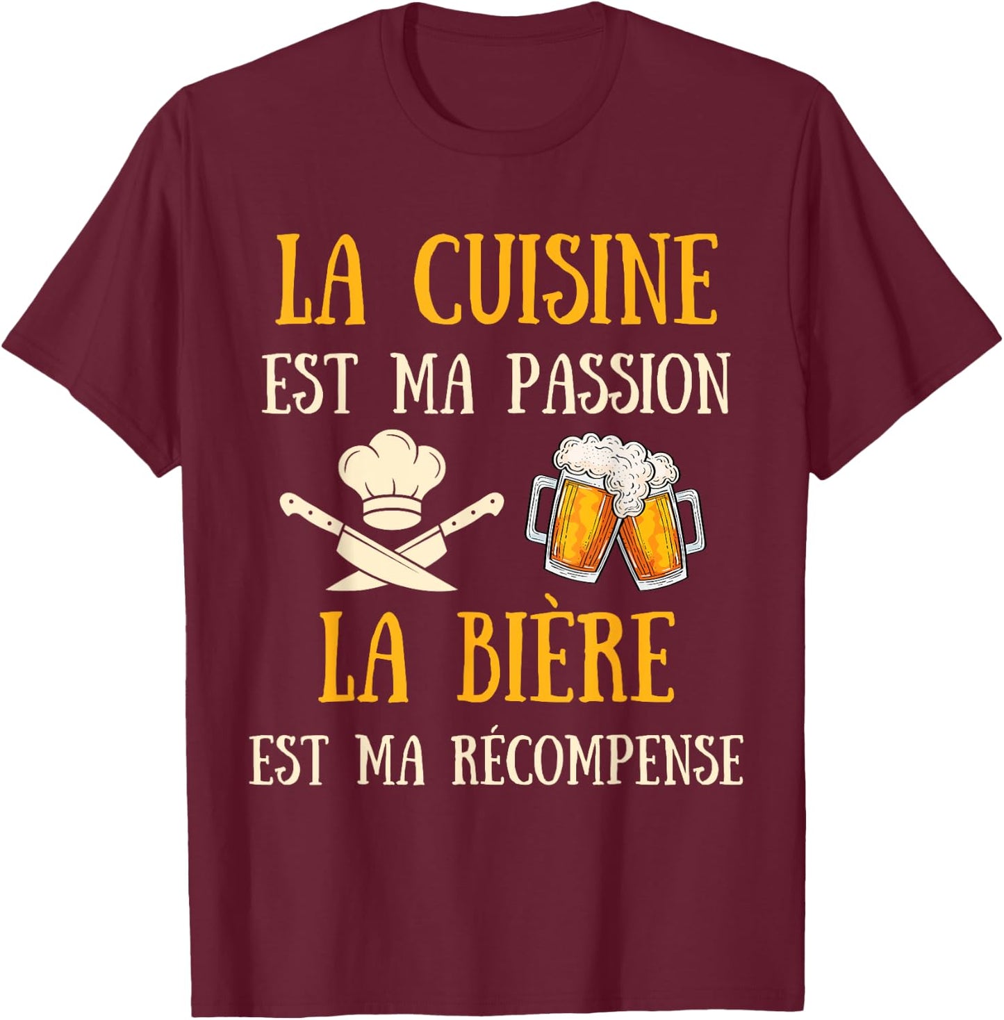 Men's Kitchen Humour Gift Chef Chef Beer T-Shirt - T-Shirt | Maroon