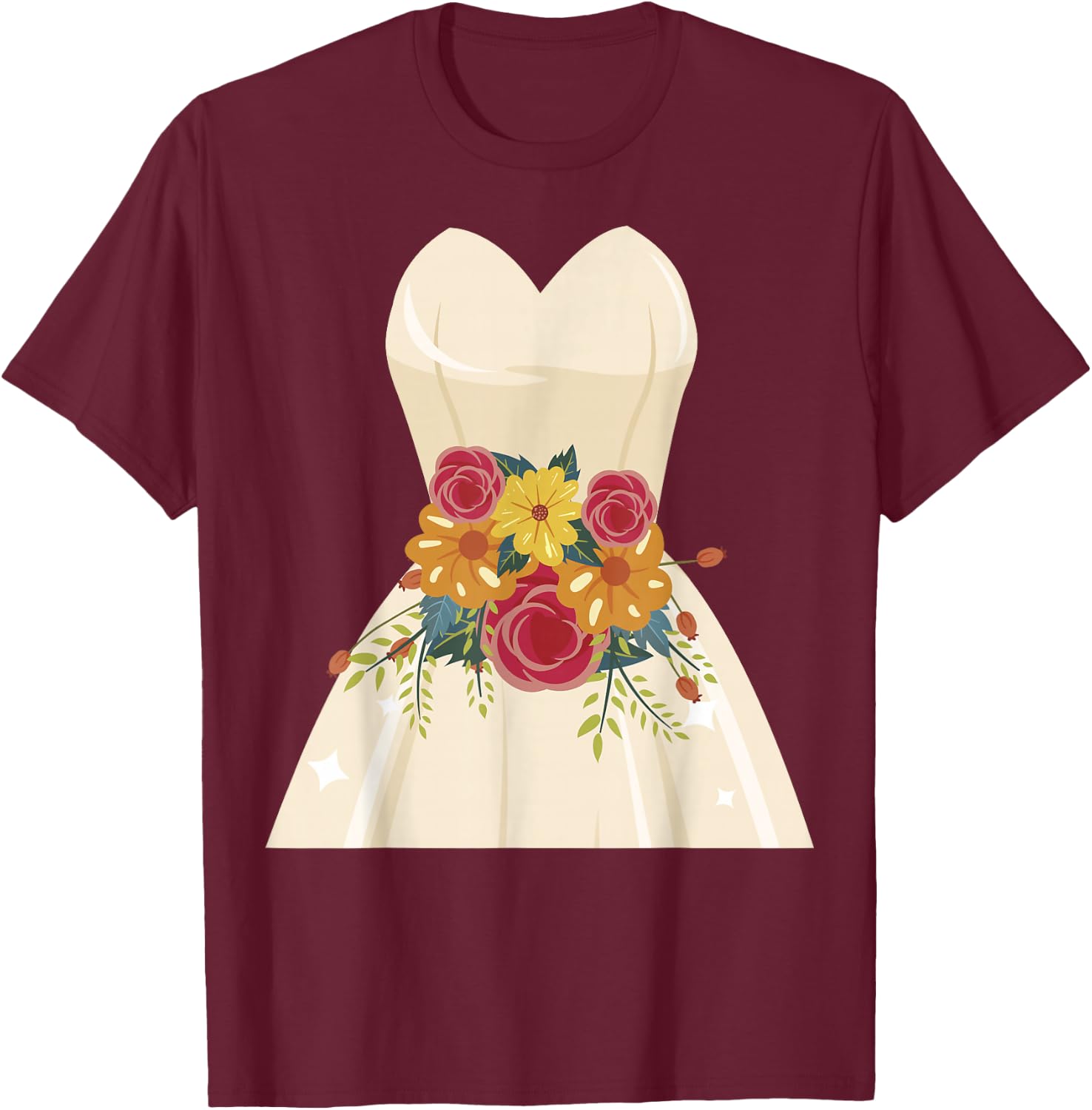 Simple Wedding Dress Gift Bridal Showers gift T-Shirt - T-Shirt | Maroon