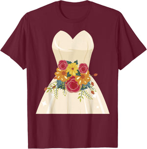 Simple Wedding Dress Gift Bridal Showers gift T-Shirt - T-Shirt | Maroon