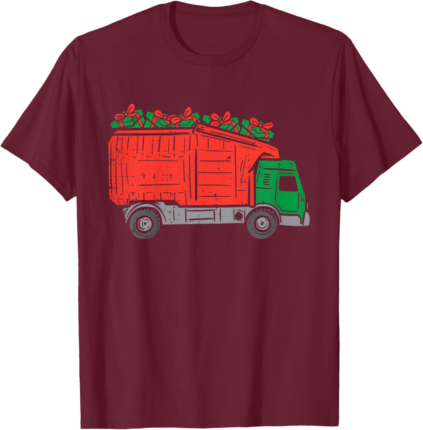 Kids Garbage Truck Xmas PJs Pajamas Toddler Boys Christmas Kids T-Shirt - T-Shirt | Maroon