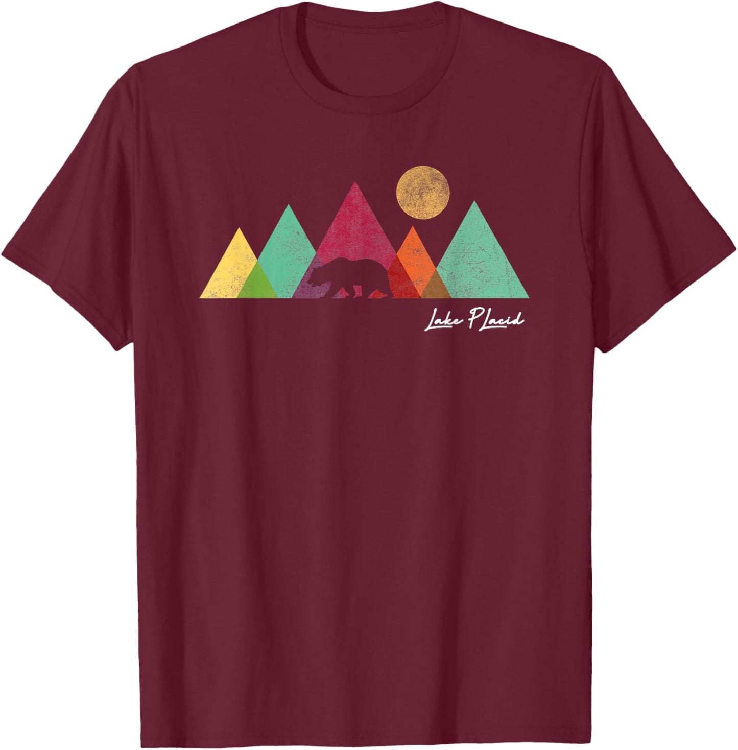 Vintage Lake Placid New York Mountain Souvenir T-Shirt - T-Shirt | Maroon