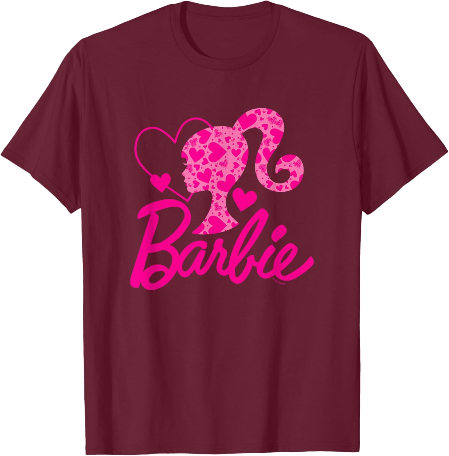 Barbie Heart Logo , black T-Shirt - T-Shirt | Maroon