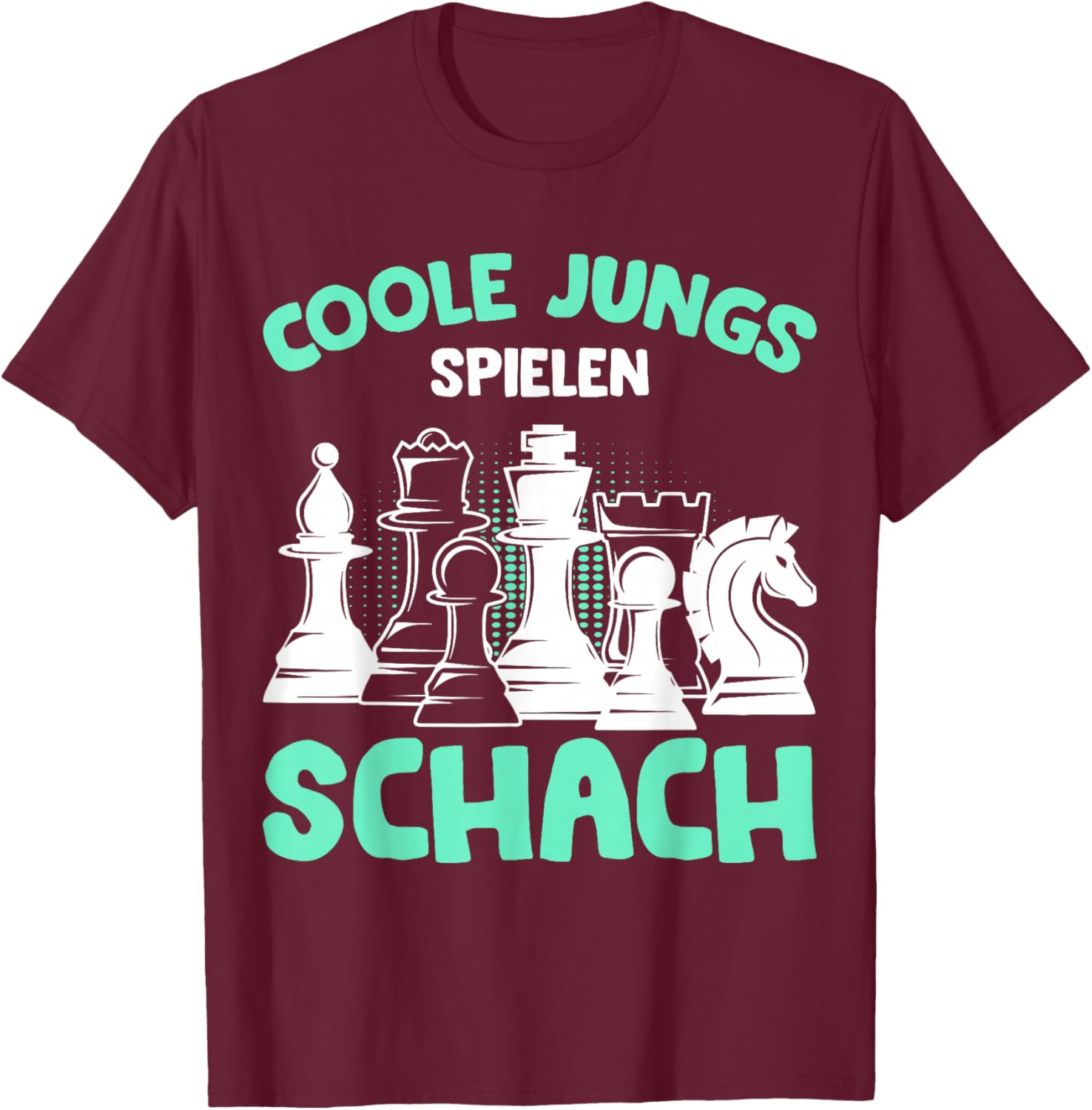 Cool Boys Playing Chess Player Children's Boys' , black T-Shirt - T-Shirt | Maroon