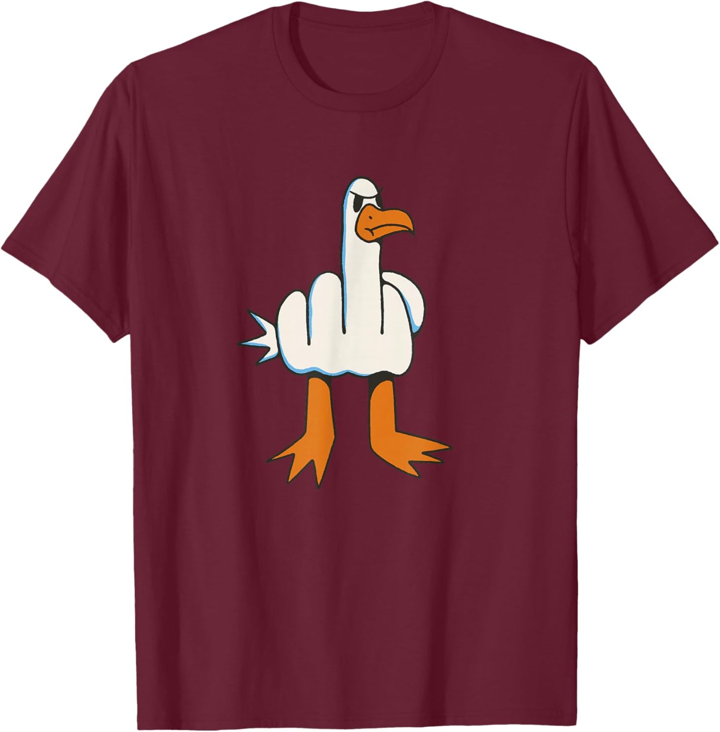Finger of Honor Animal Seagull , Black, S T-Shirt - T-Shirt | Maroon