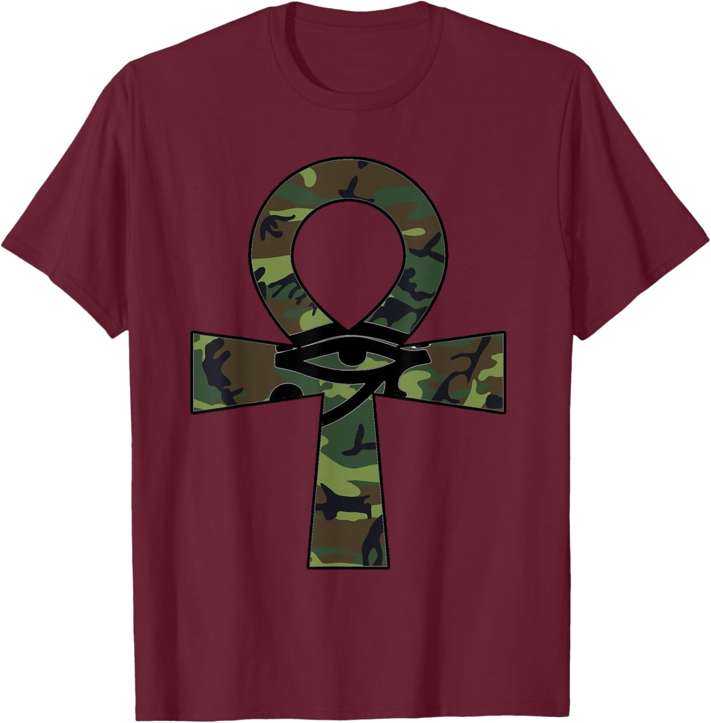African Pride Shirts Camo Ankh Black Pride T-Shirt - T-Shirt | Maroon