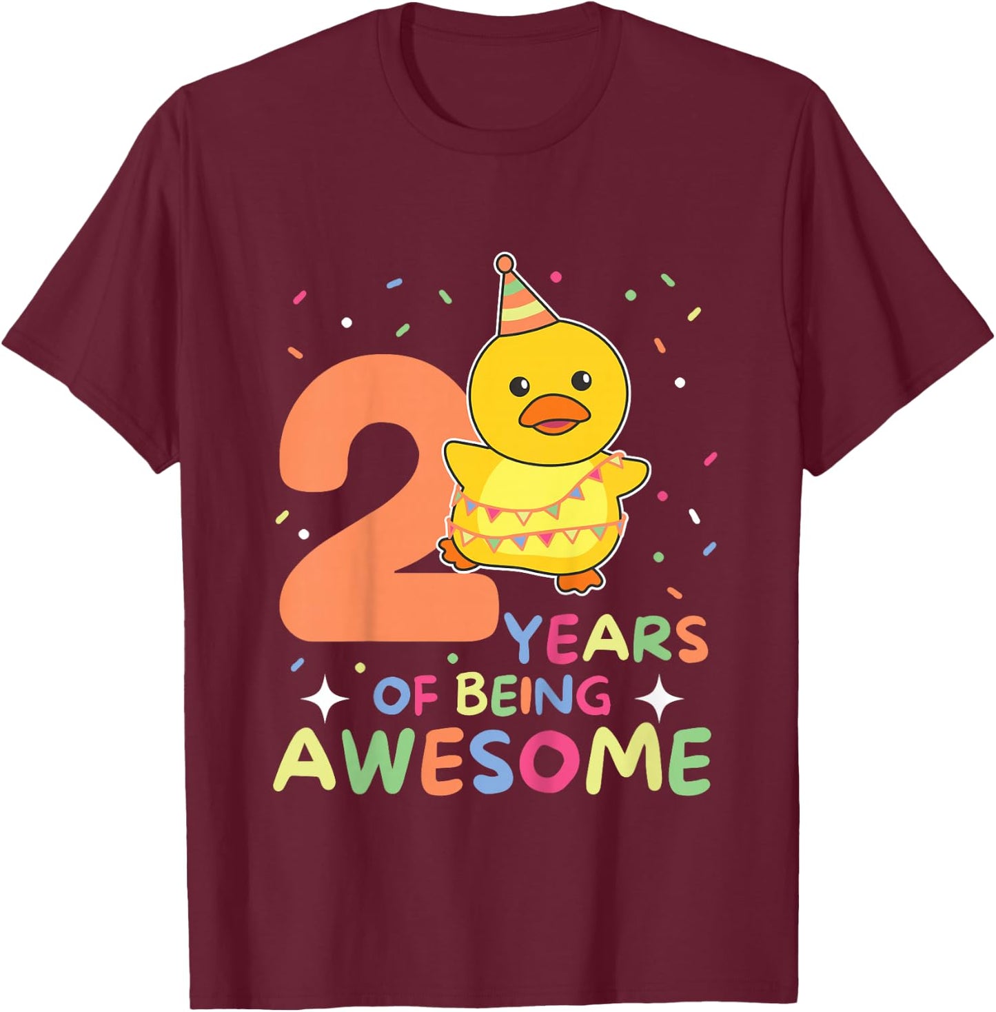 2nd Birthday Duck for Children Two Years Old T-Shirt - T-Shirt | Maroon