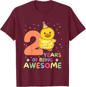 2nd Birthday Duck for Children Two Years Old T-Shirt - T-Shirt | Maroon