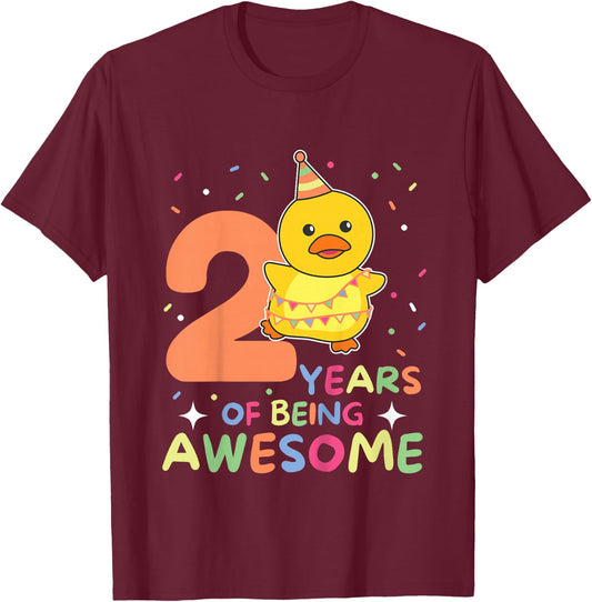 2nd Birthday Duck for Children Two Years Old T-Shirt - T-Shirt | Maroon