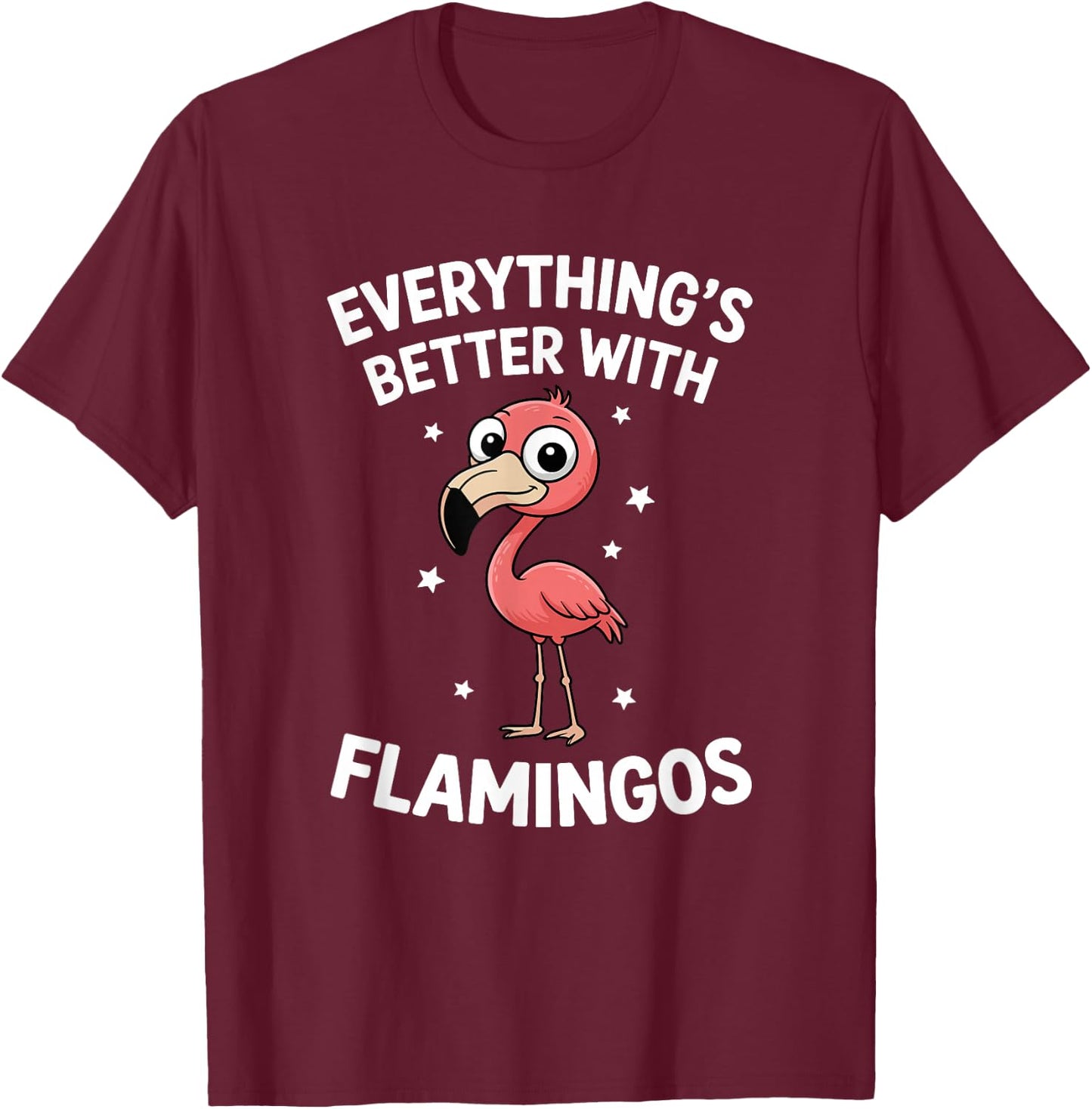 Cute Flamingo Lover Adults or Kids Boys Girls Flamingos T-Shirt - T-Shirt | Maroon