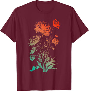 Poppies, spring bloomers, summer, flower, garden, outdoor T-Shirt - T-Shirt | Maroon