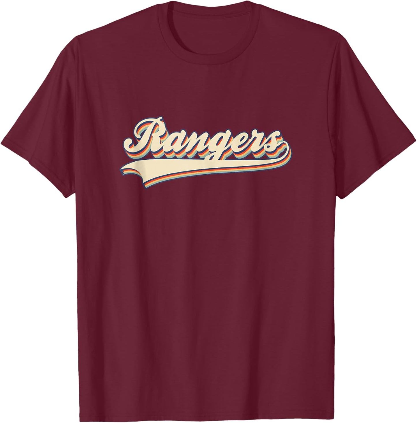Vintage Retro Rangers Name Sports Personalized Gifts T-Shirt - T-Shirt | Maroon