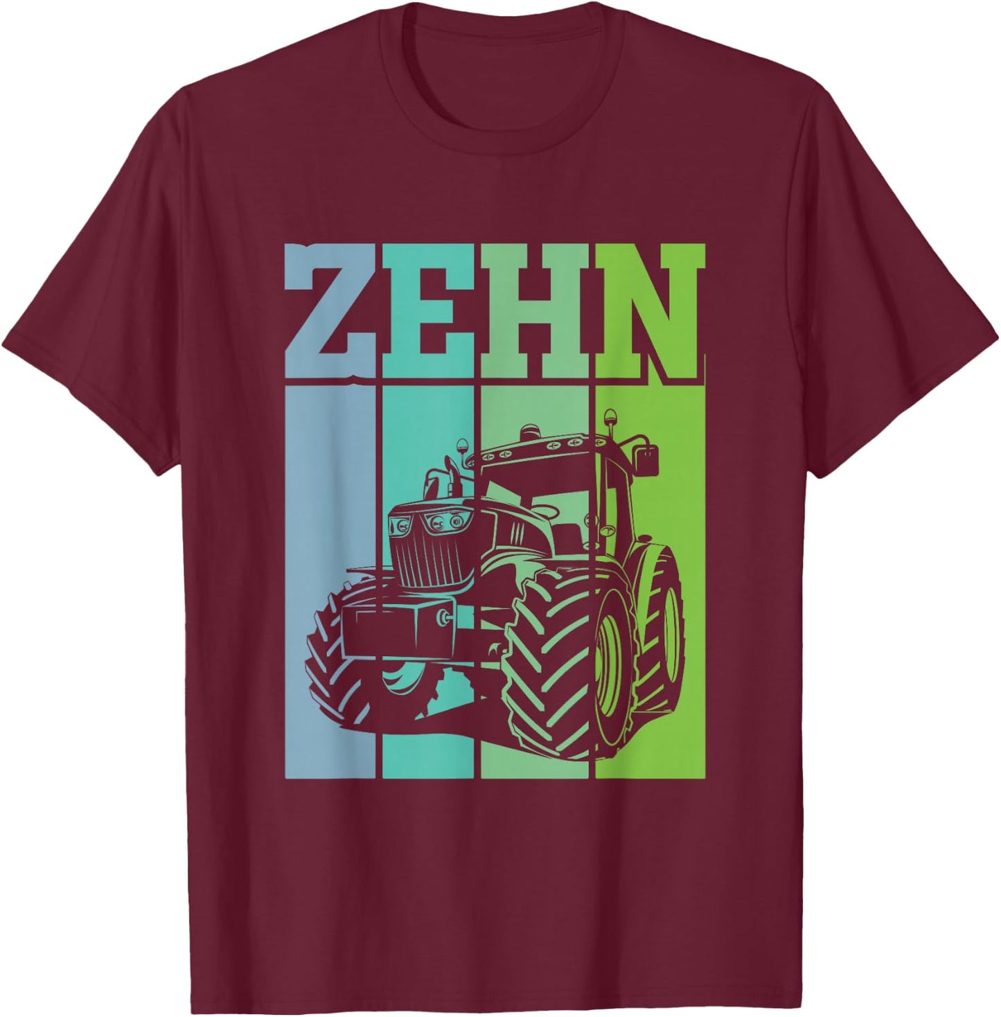 Children's Birthday 10 Years 10th Birthday Tractor , black T-Shirt - T-Shirt | Maroon