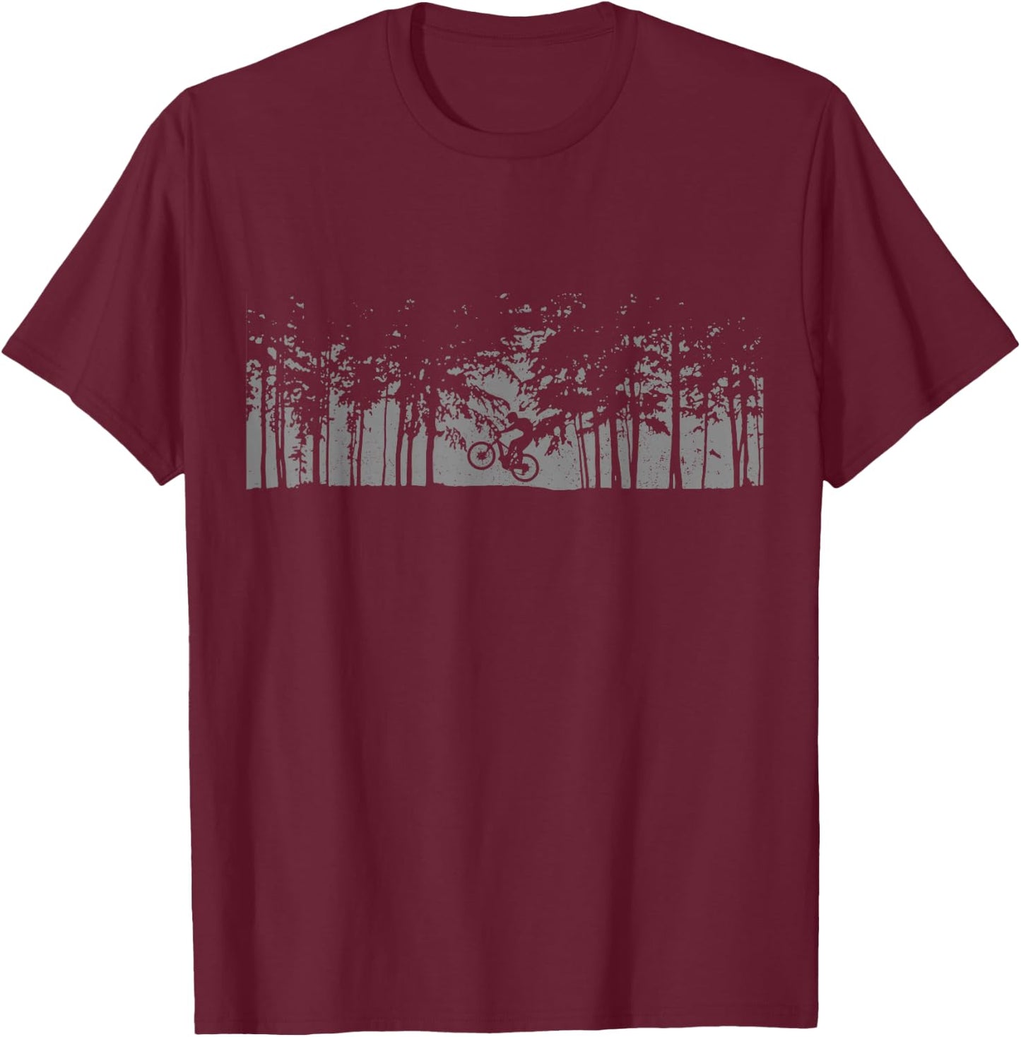 Mountain Bike Forest MTB Biking Downhill Mountain Biker T-Shirt - T-Shirt | Maroon