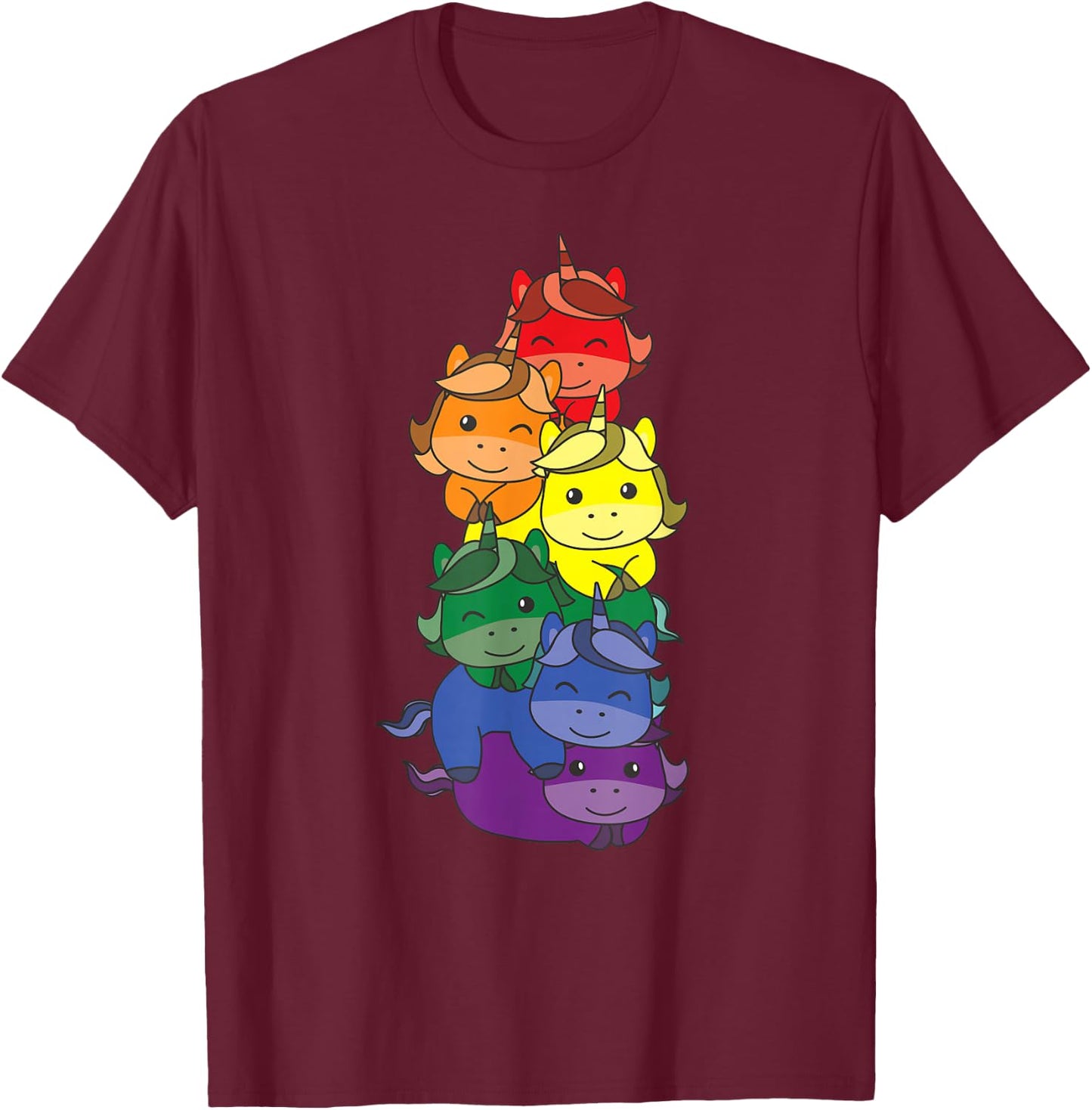 Rainbow Flag Pride Month LGBTQ Rainbow Unicorn , black T-Shirt - T-Shirt | Maroon