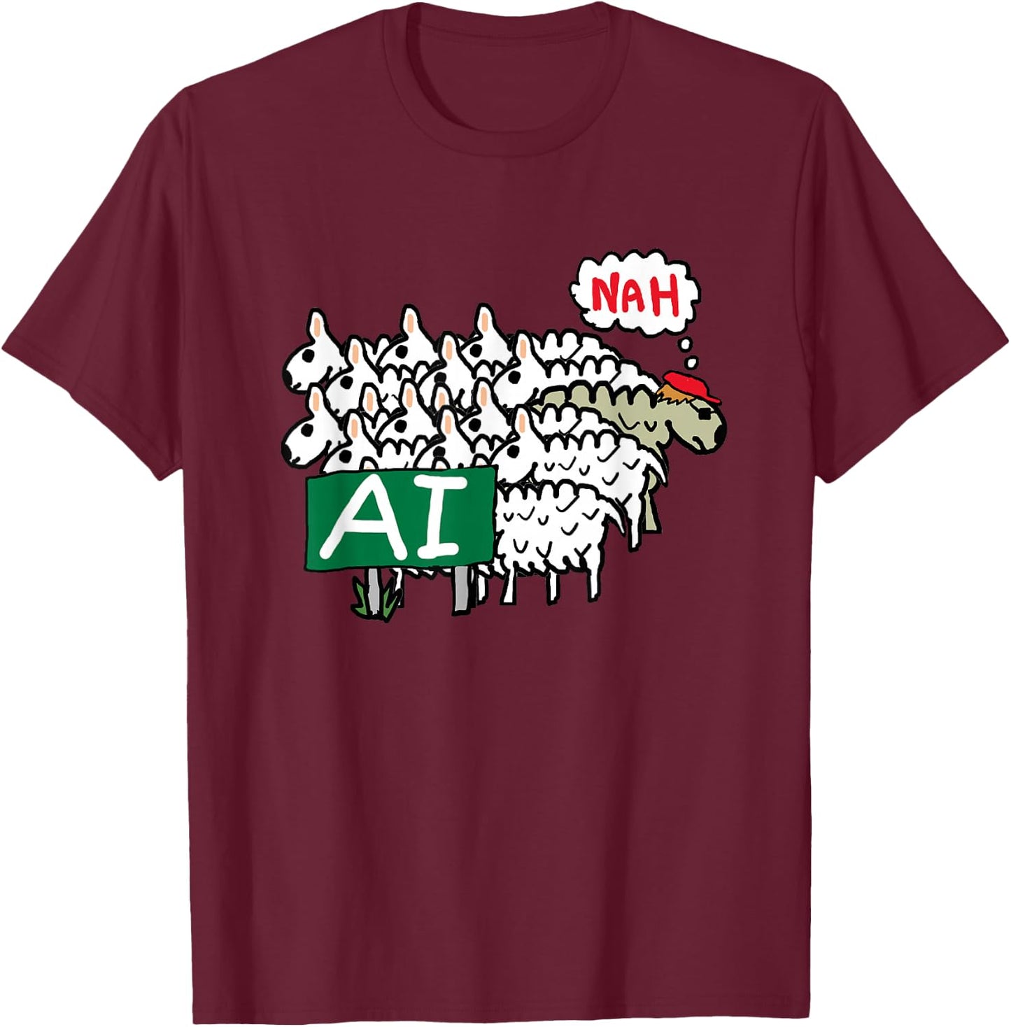 Anti AI T-Shirt - T-Shirt | Maroon
