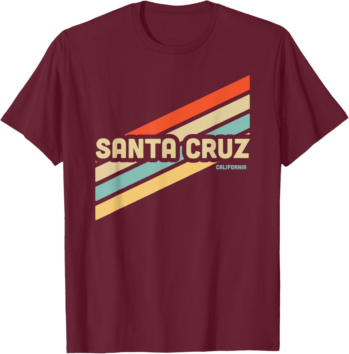Santa Cruz California Retro Vintage , black, s T-Shirt - T-Shirt | Maroon