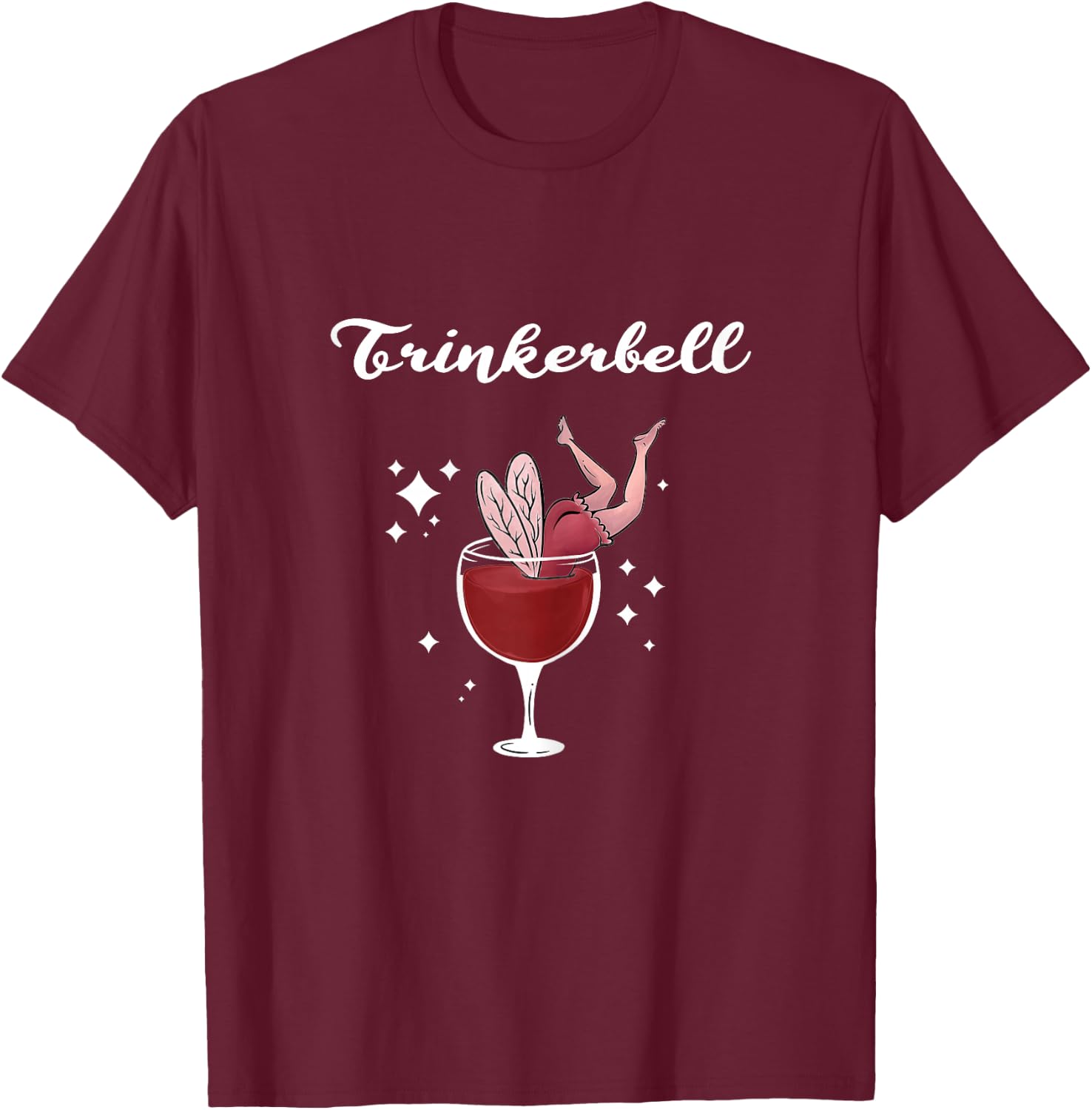 Women's Holla the Wine Fairy - Wine Vino Trinkerbell , black, s T-Shirt - T-Shirt | Maroon