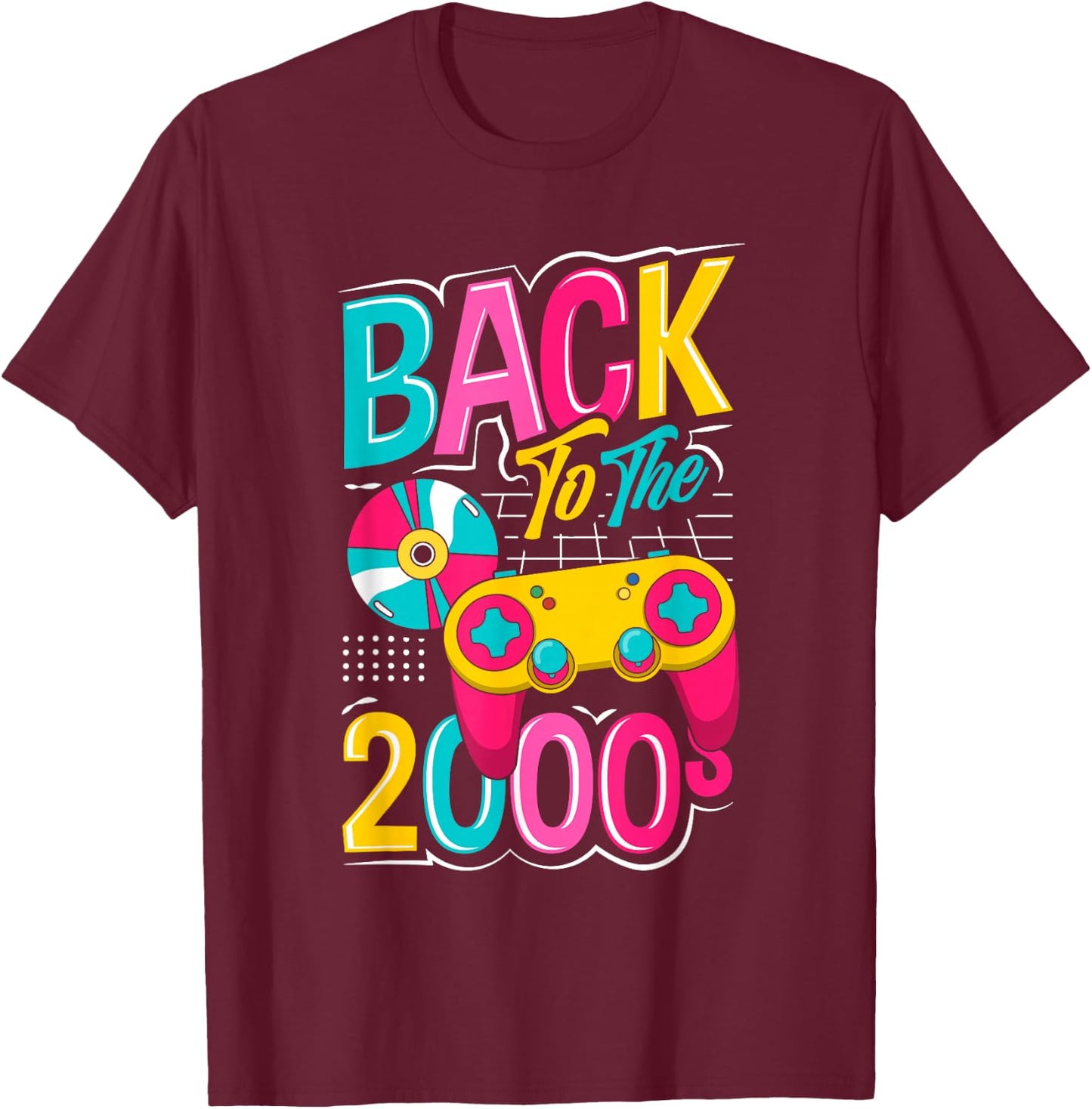 Back to the 2000s vintage two thousand retro 00s , Black, S T-Shirt - T-Shirt | Maroon