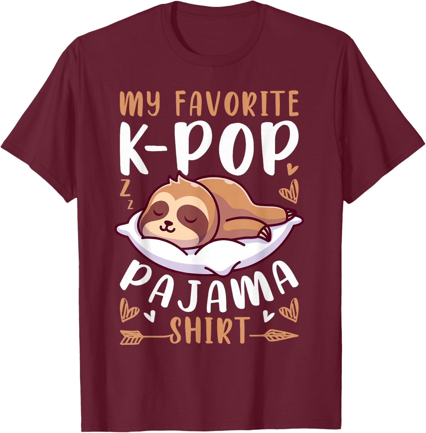 K-Pop Music Sleep Sloth K-Pop Pyjama , black T-Shirt - T-Shirt | Maroon