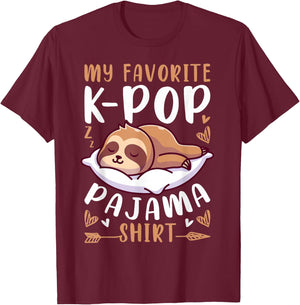 K-Pop Music Sleep Sloth K-Pop Pyjama , black T-Shirt - T-Shirt | Maroon