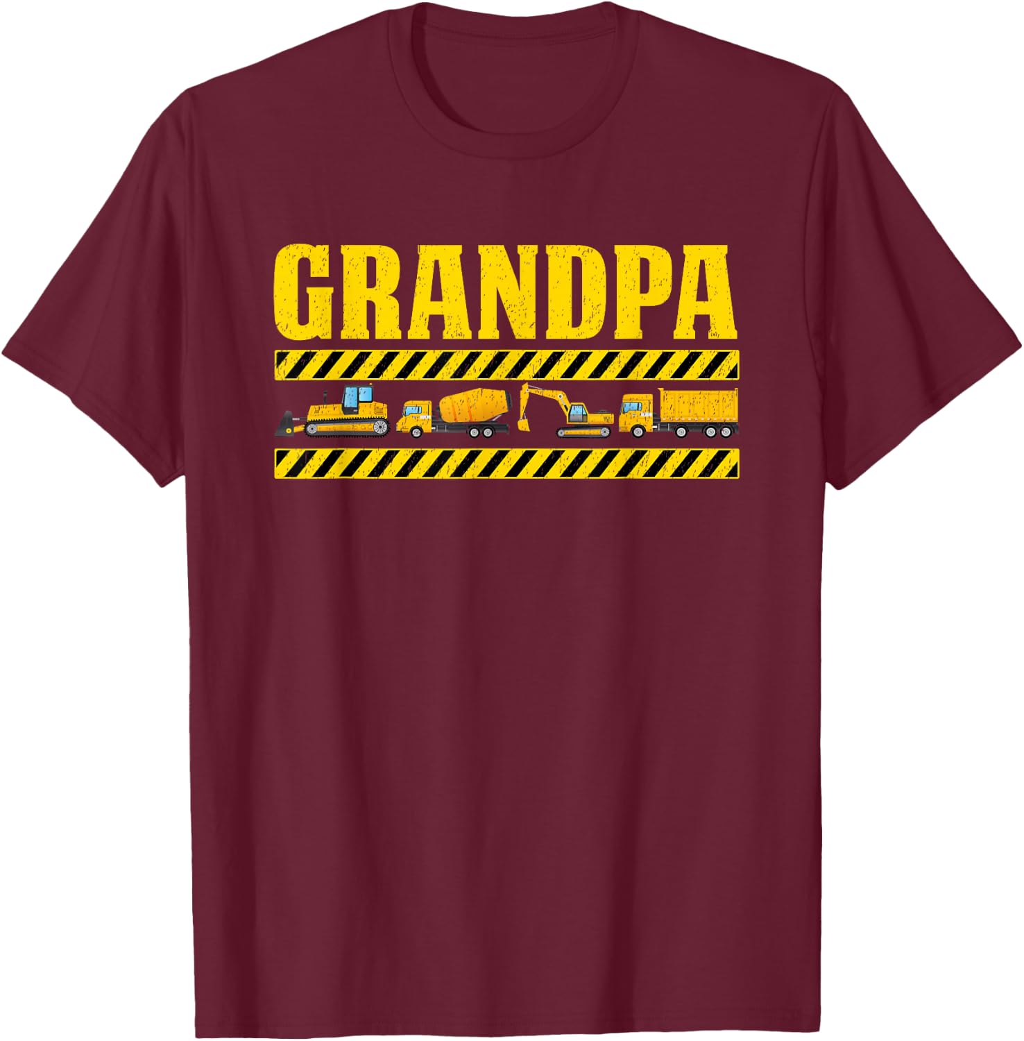 Grandpa Birthday Construction Party Matching T-Shirt - T-Shirt | Maroon