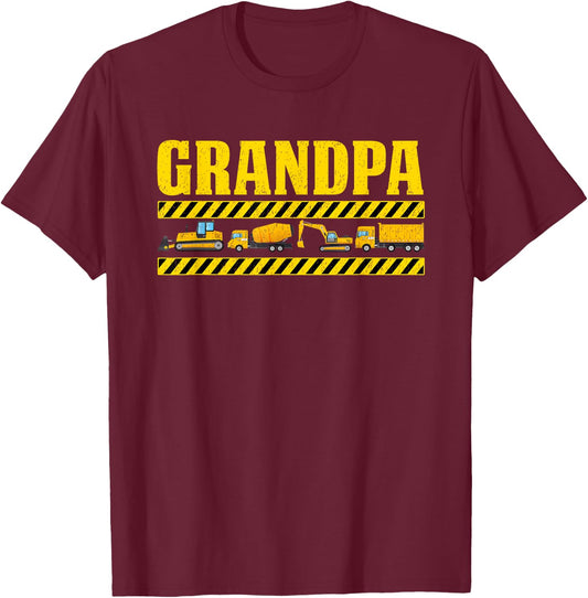 Grandpa Birthday Construction Party Matching T-Shirt - T-Shirt | Maroon