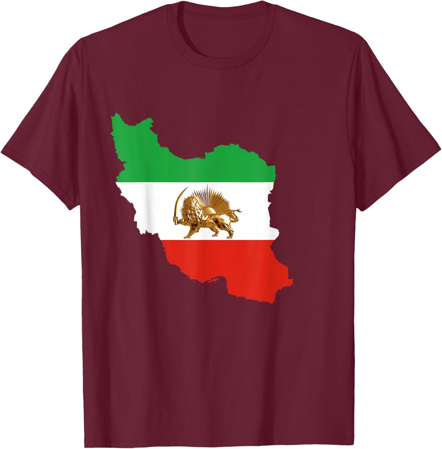 Iran Free Iran Iran Flag Lion Pahlavi Shah King , black T-Shirt - T-Shirt | Maroon