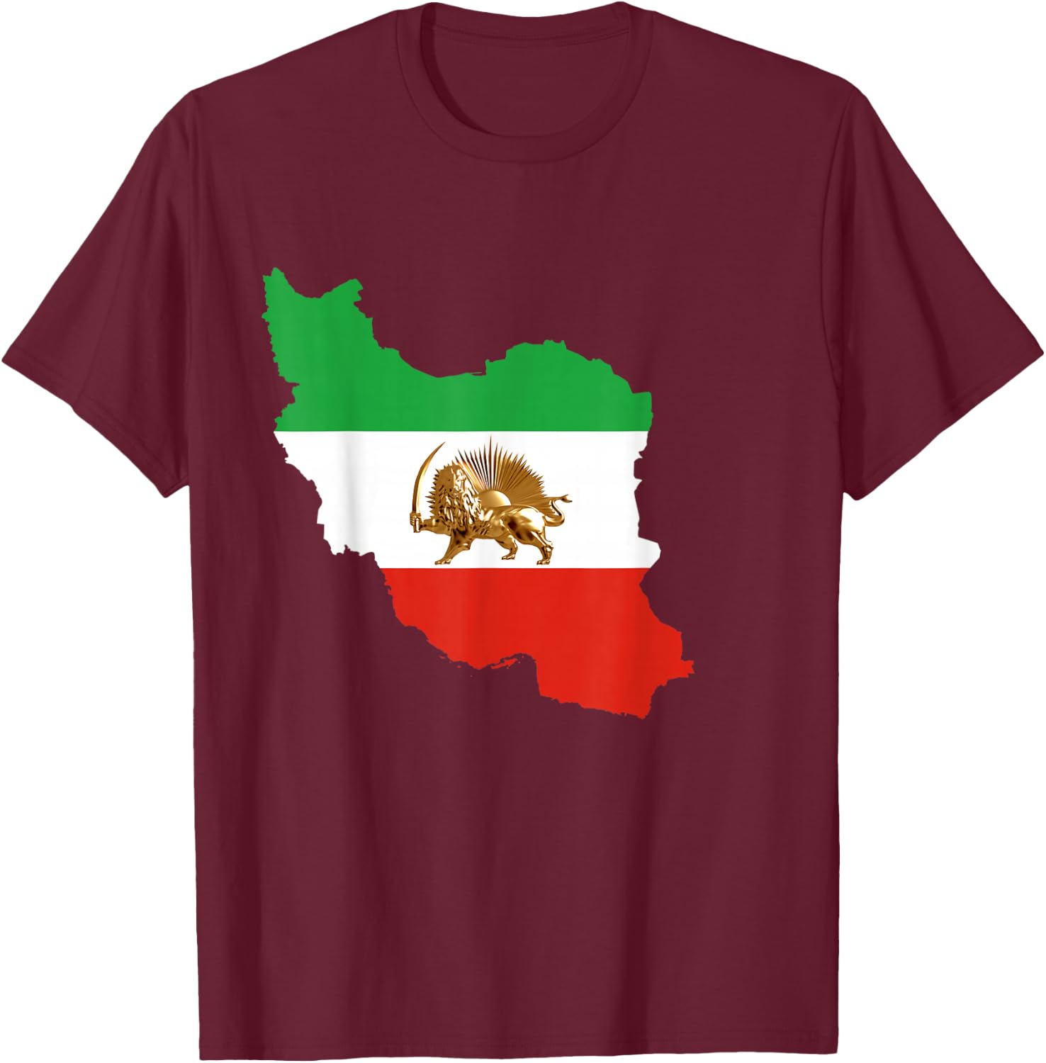 Iran Free Iran Iran Flag Lion Pahlavi Shah King , black T-Shirt - T-Shirt | Maroon