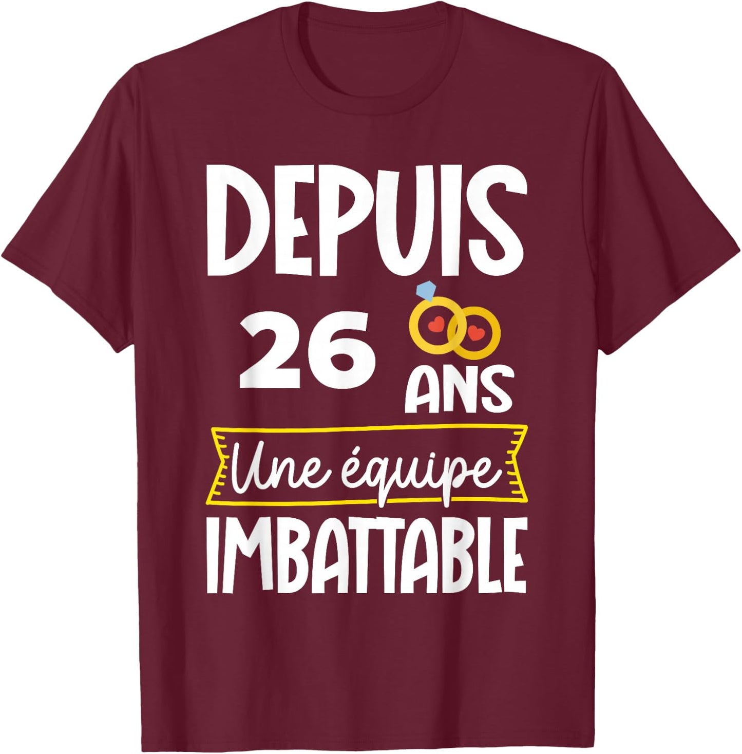 26th Wedding Anniversary 26th Wedding Anniversary for Couple , Black, S T-Shirt - T-Shirt | Maroon