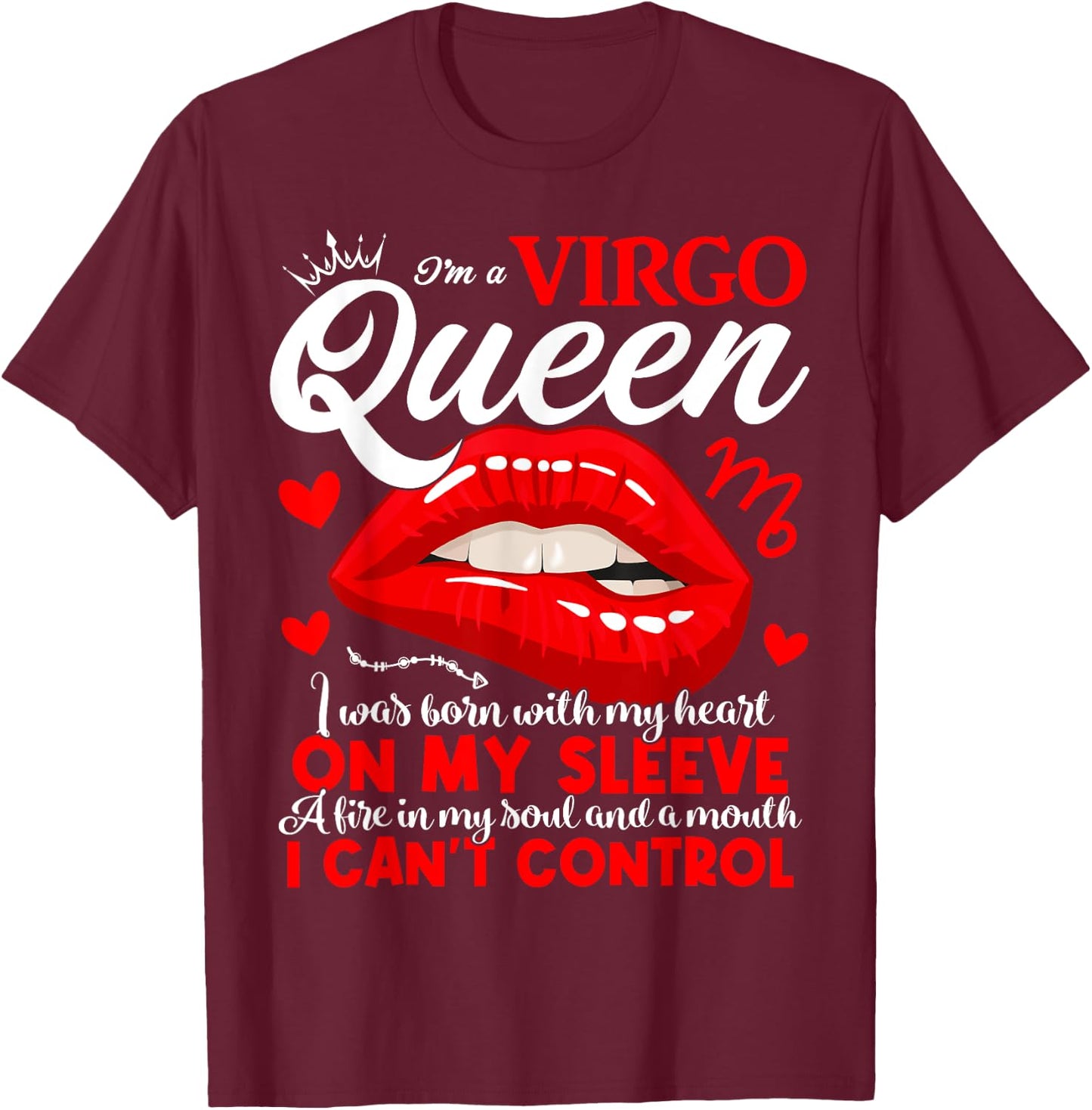 Virgo Queen September August Birthday Virgo Zodiac Sign T-Shirt - T-Shirt | Maroon