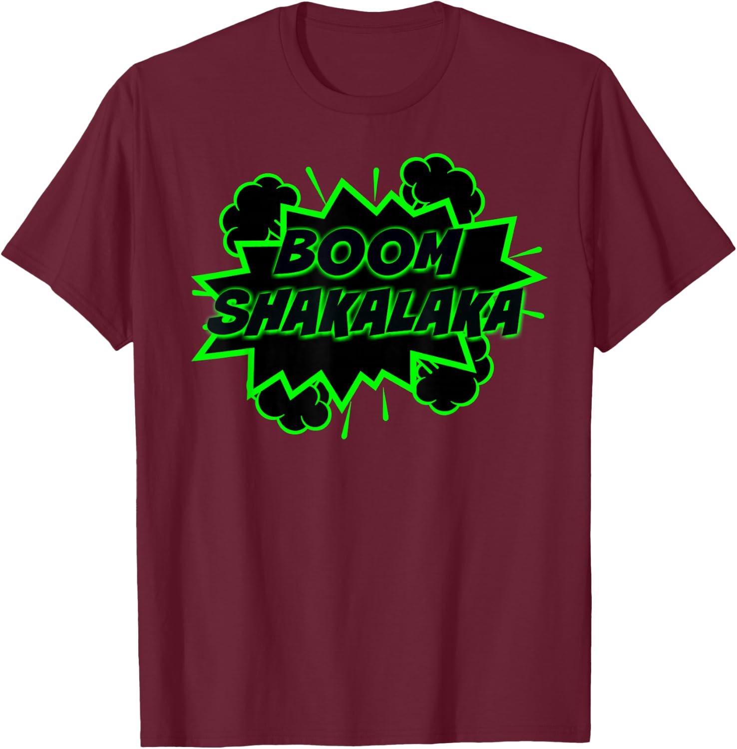 Boom Shakalaka Comic T-Shirt - T-Shirt | Maroon