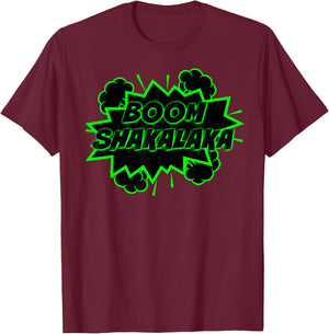 Boom Shakalaka Comic T-Shirt - T-Shirt | Maroon