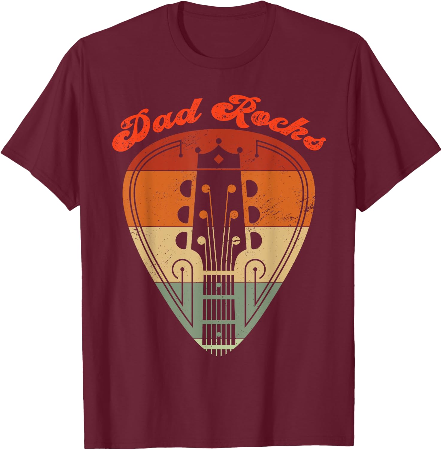 Dad Rocks Guitar Vintage Retro Father's Day Matching T-Shirt - T-Shirt | Maroon