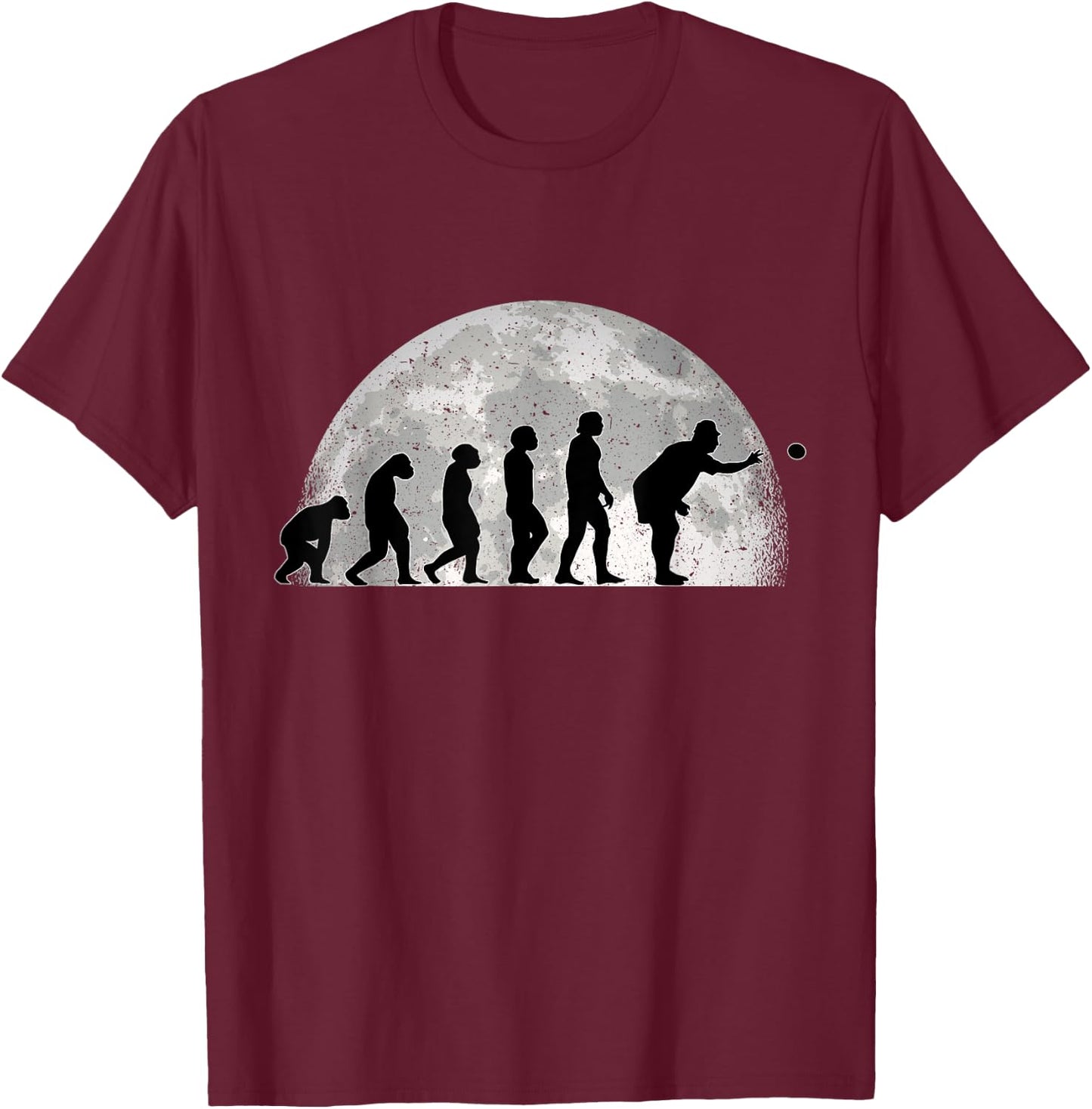 Bowling Evolution Moon Petanque Balls , Black, S T-Shirt - T-Shirt | Maroon