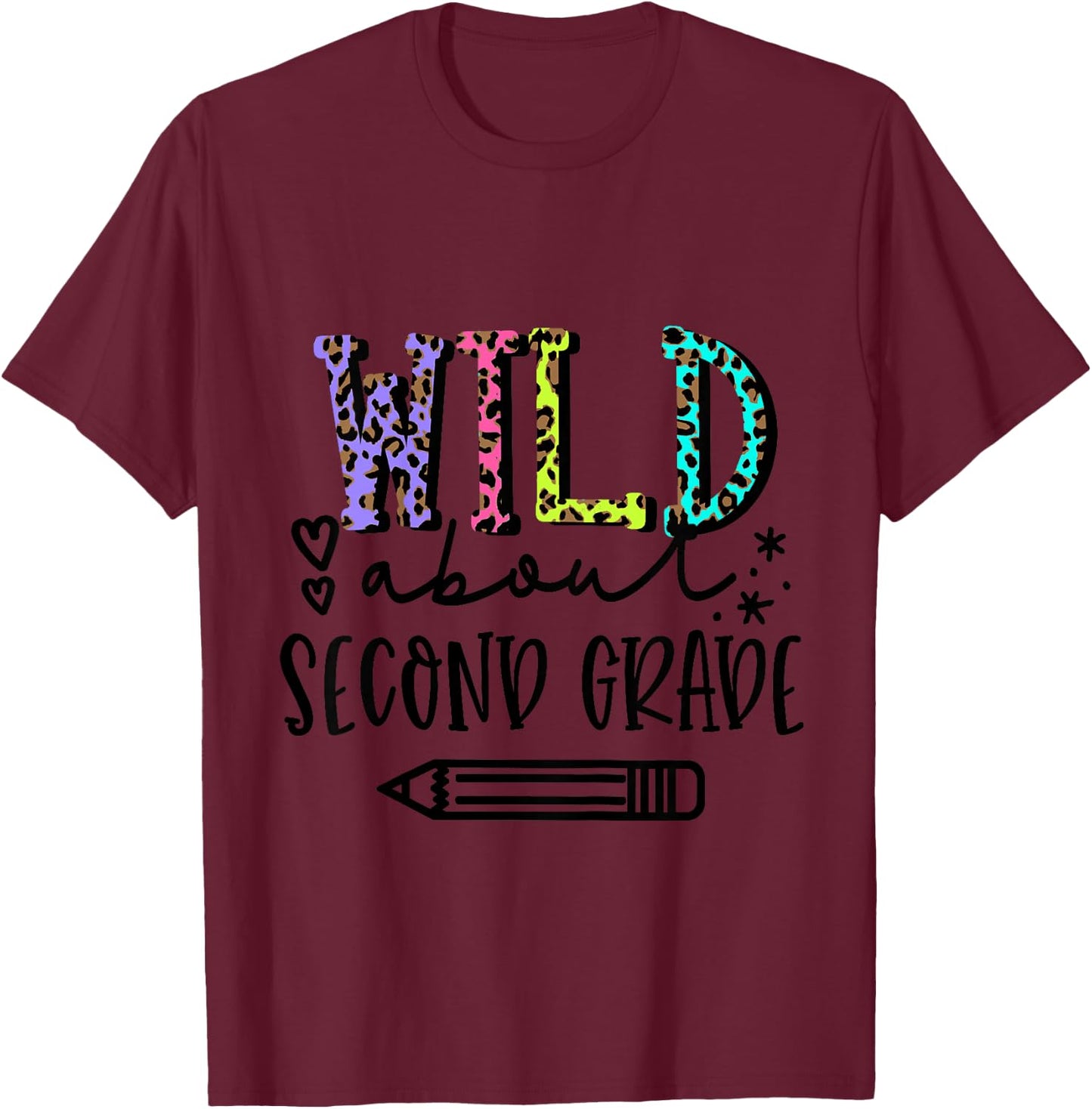 Kids Wild About 2nd Grade Girls First Day of Second Grade T-Shirt - T-Shirt | Maroon