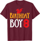 Birthday Boy Dragon 8 Years Old 8th Birthday Party T-Shirt - T-Shirt | Maroon