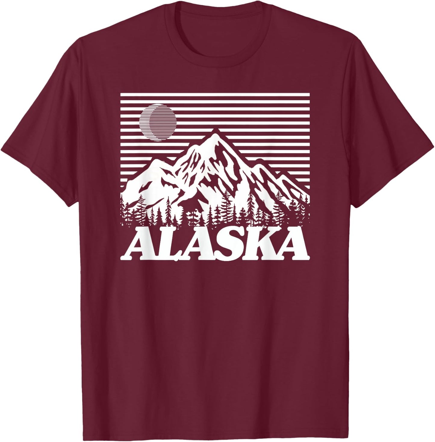Alaska Retro Vintage Mountains & Outdoors Wilderness State T-Shirt - T-Shirt | Maroon