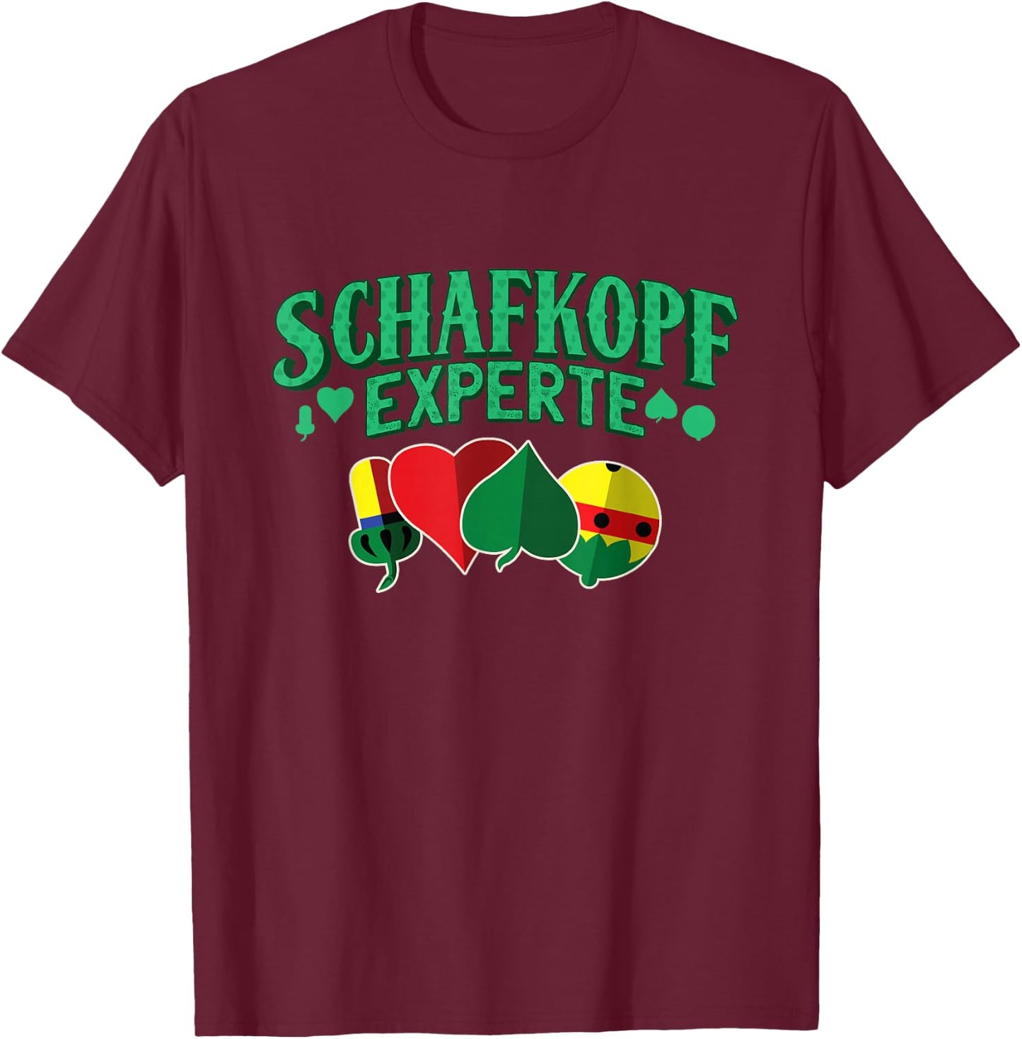 Sheephead Expert Sheephead Symbols Bavarian Sauspiel , black T-Shirt - T-Shirt | Maroon