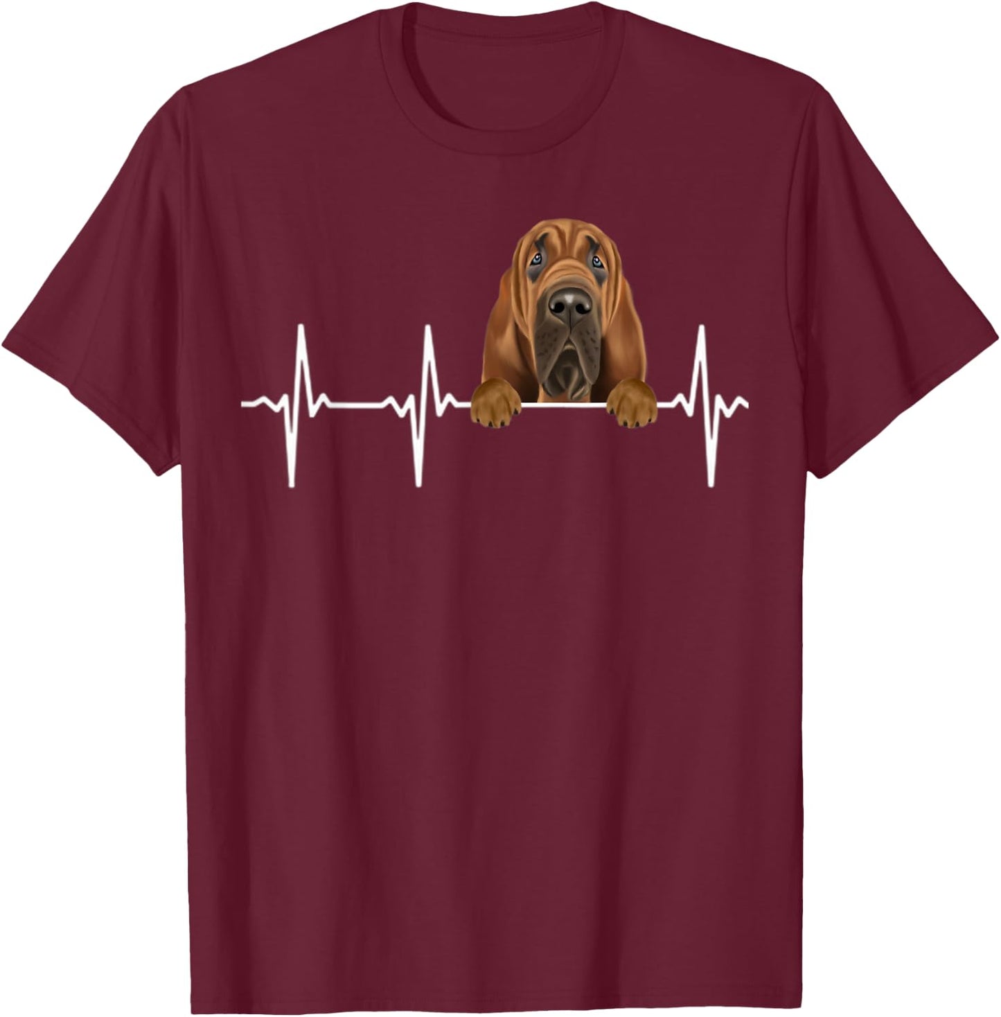 Funny Dog Heartbeat For Bloodhound Lovers Men Women Kids T-Shirt - T-Shirt | Maroon