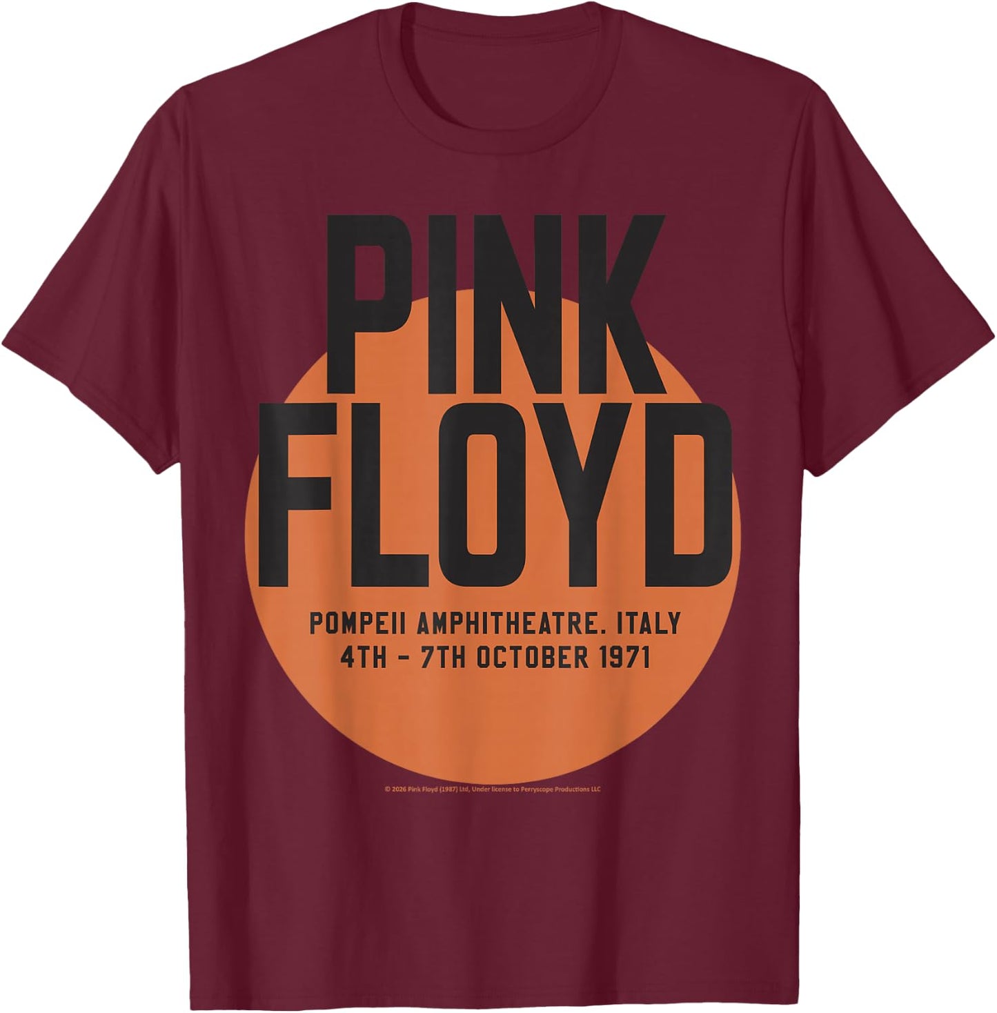 Pink Floyd Pompeii Amphitheatre Italy 4th 7th October 1971 T-Shirt - T-Shirt | Maroon