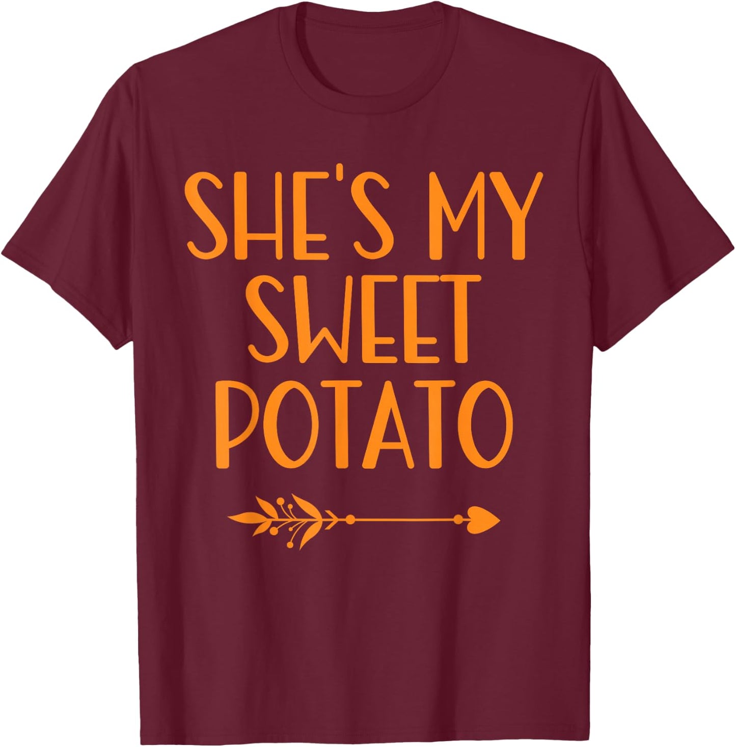 Thanksgiving Matching Couple She's My Sweet Potato I Yam T-Shirt - T-Shirt | Maroon