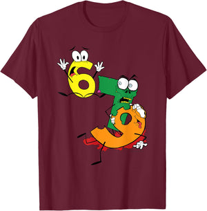 Why was 6 Afraid of 7 Seven Ate Nine Cute Zombie Pun T-Shirt - T-Shirt | Maroon