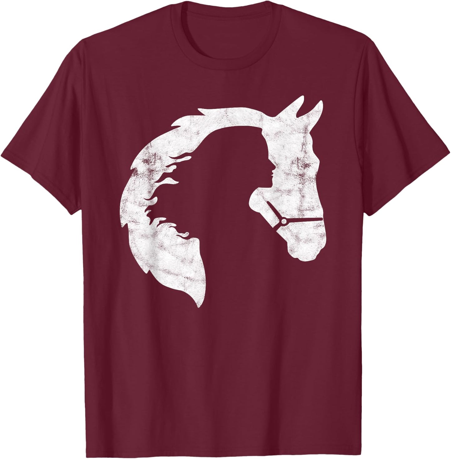 Retro Horse Young Woman With Horse Love Horse Silhouette T-Shirt - T-Shirt | Maroon