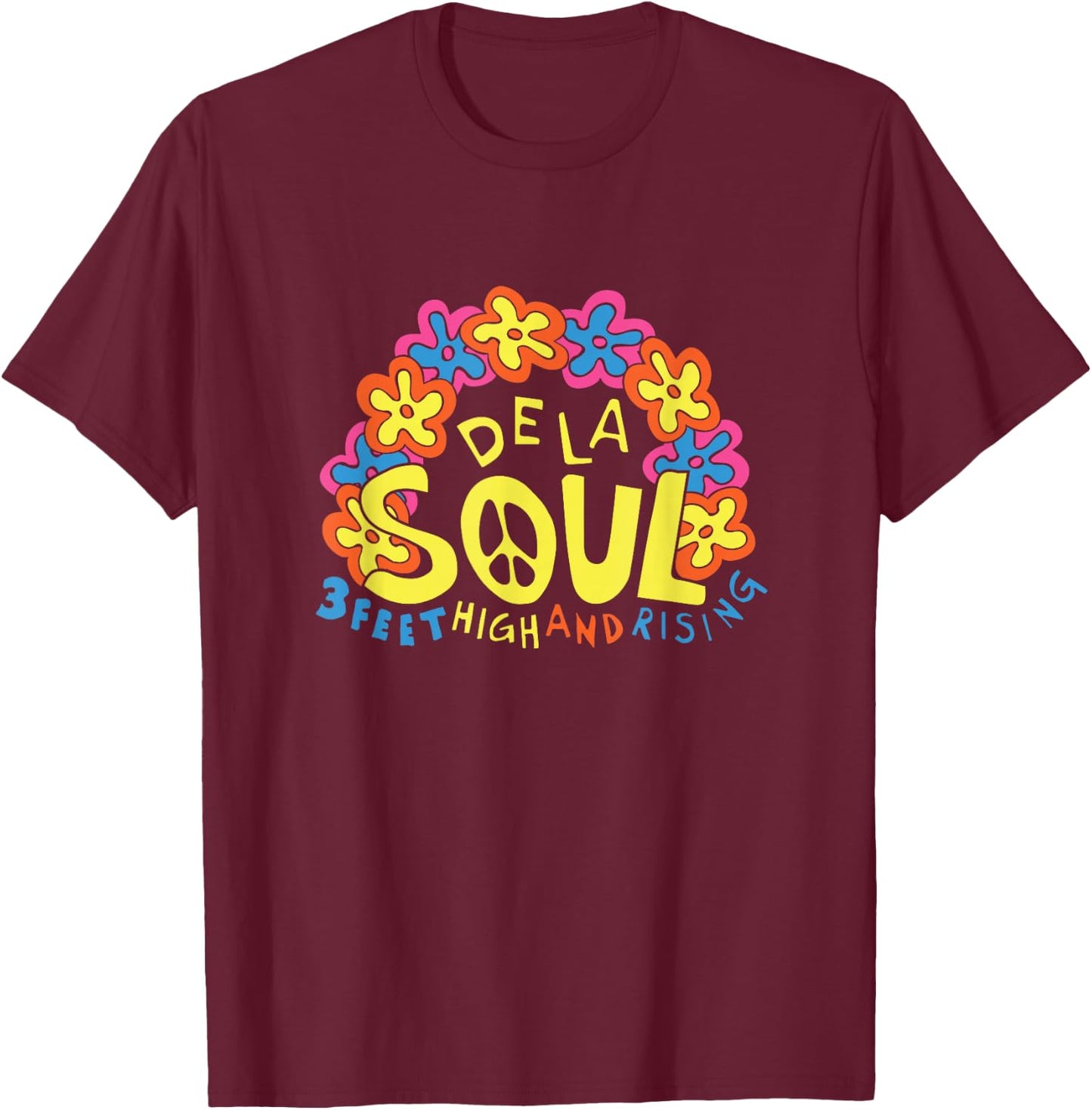 Offizielle De La Soul 90 cm hoch und steigend T-Shirt - T-Shirt | Maroon